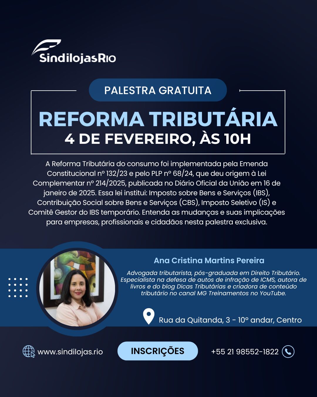 Leia mais sobre o artigo Palestra gratuita: Reforma Tributária