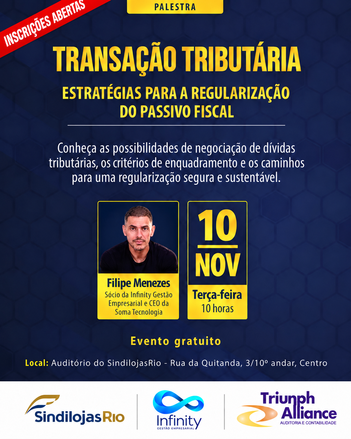 No momento, você está visualizando Inscrições abertas: SindilojasRio promove palestra gratuita sobre transação tributária